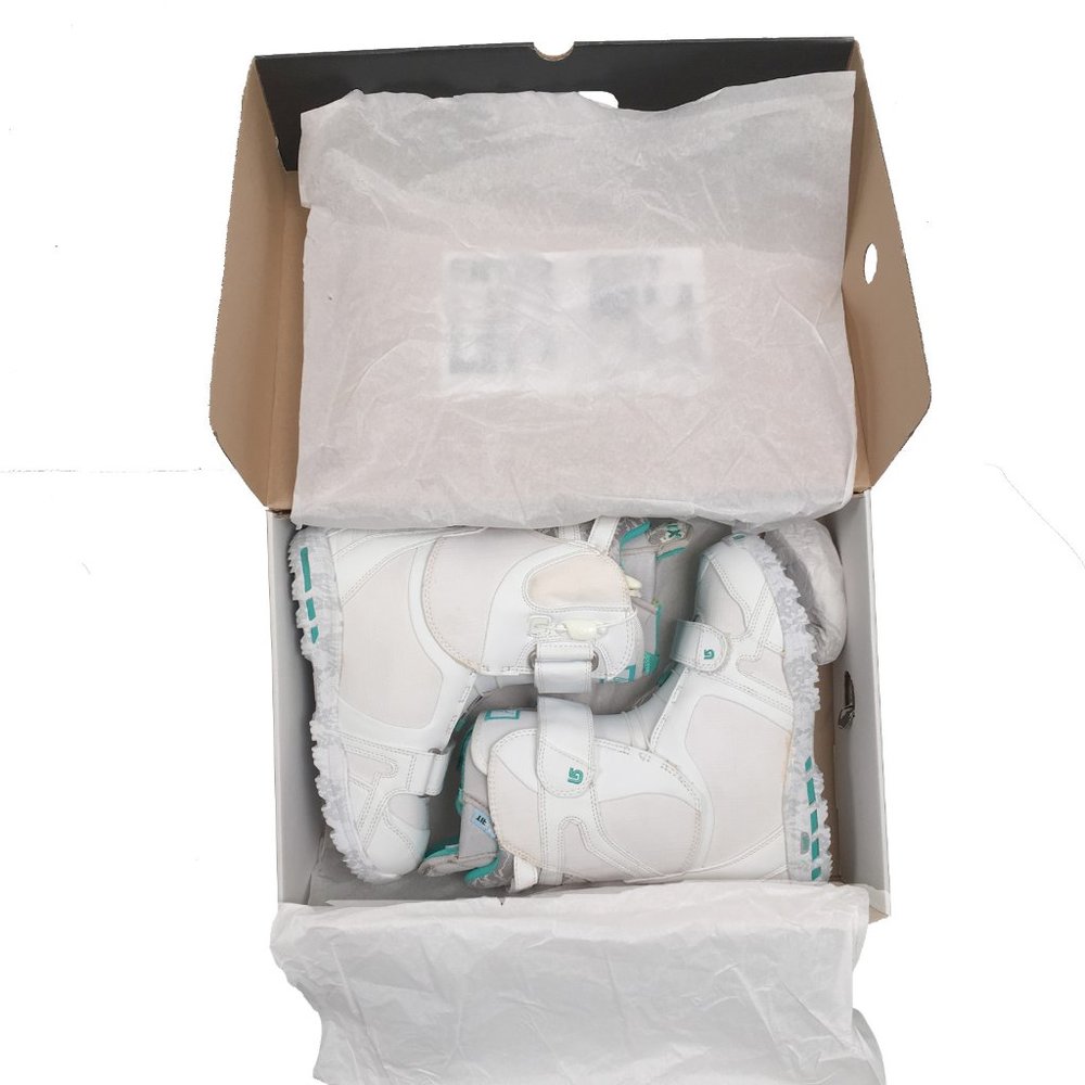 NEW Burton Axel Womens Snowboard Boots! White Blue Trim Size 5.5 or 6